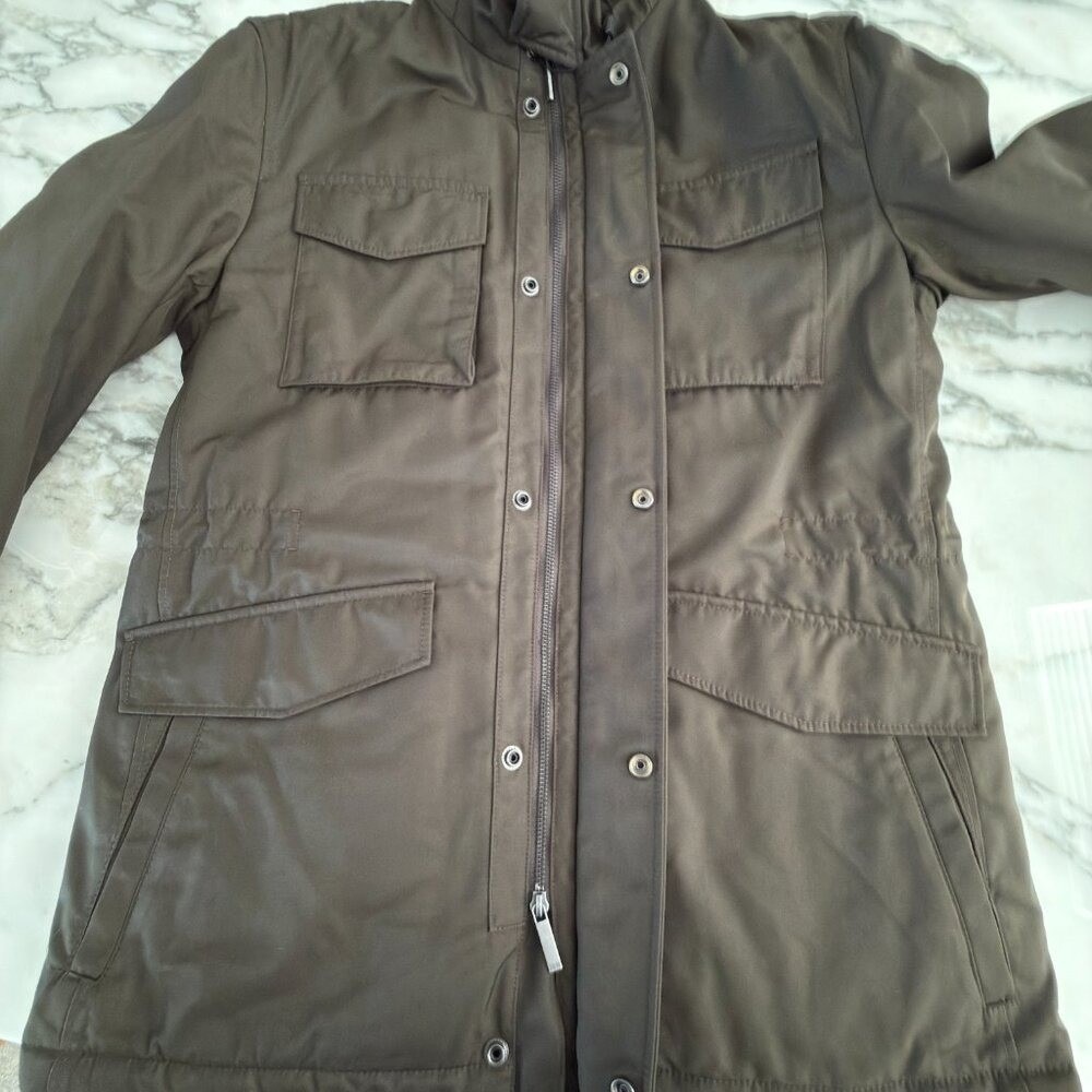Hugo Boss Men's Dark Green Centin Cotton Quilted Parka, Sizes 38 - Picture 9 of 16